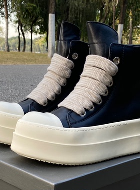 2024ss 厚底潮鞋 RO FABLED 真皮高帮鞋男鞋增高黑白双层底休闲鞋