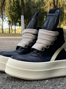 2024ss 欧美潮鞋厚底真皮高帮鞋男鞋 RO FABLED 倒三角厚底鞋女