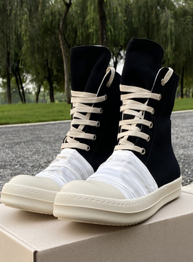 RO FABLED 高帮鞋男绸缎褶皱蒙面绷带帆布鞋厚底欧美潮鞋女情侣