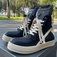 European Station trendy shoes, high-top shoes, men's black and white RO FABLED inverted triangle thick-laced casual shoes, height-increasing genuine leather boots thumbnail 5