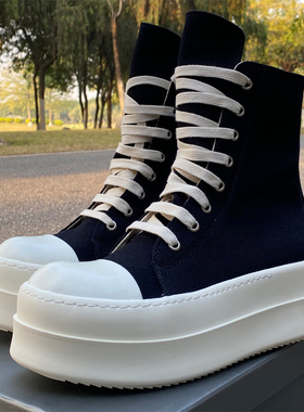 2023ss新款潮鞋 RO FABLED 帆布鞋高帮鞋男鞋厚底系带拉链女鞋子