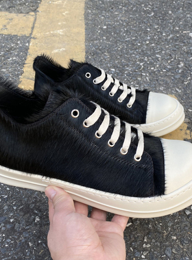 2025ss RO FABLED 欧美潮款马毛低帮鞋黑色真皮男鞋厚底系带鞋