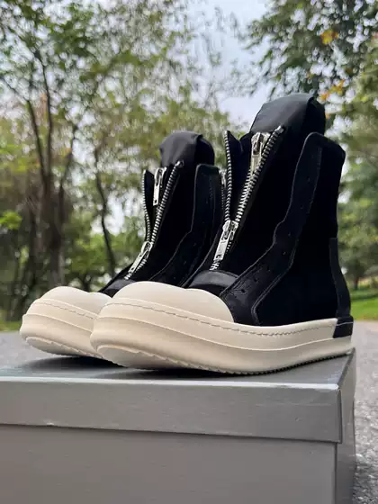 European and American Ro Fabled High-Top Shoes Men's Genuine Leather Shoes Fashionable Double Zipper Trendy Sneakers Women's Yiwengao