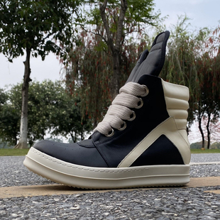 厚底系带鞋 FABLED倒三角粗鞋 男真皮欧美潮鞋 子 带高帮鞋 2025ss