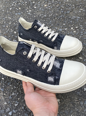 2025RO FABLED 低帮鞋男帆布鞋破洞牛仔布鞋子厚底休闲板鞋潮鞋女