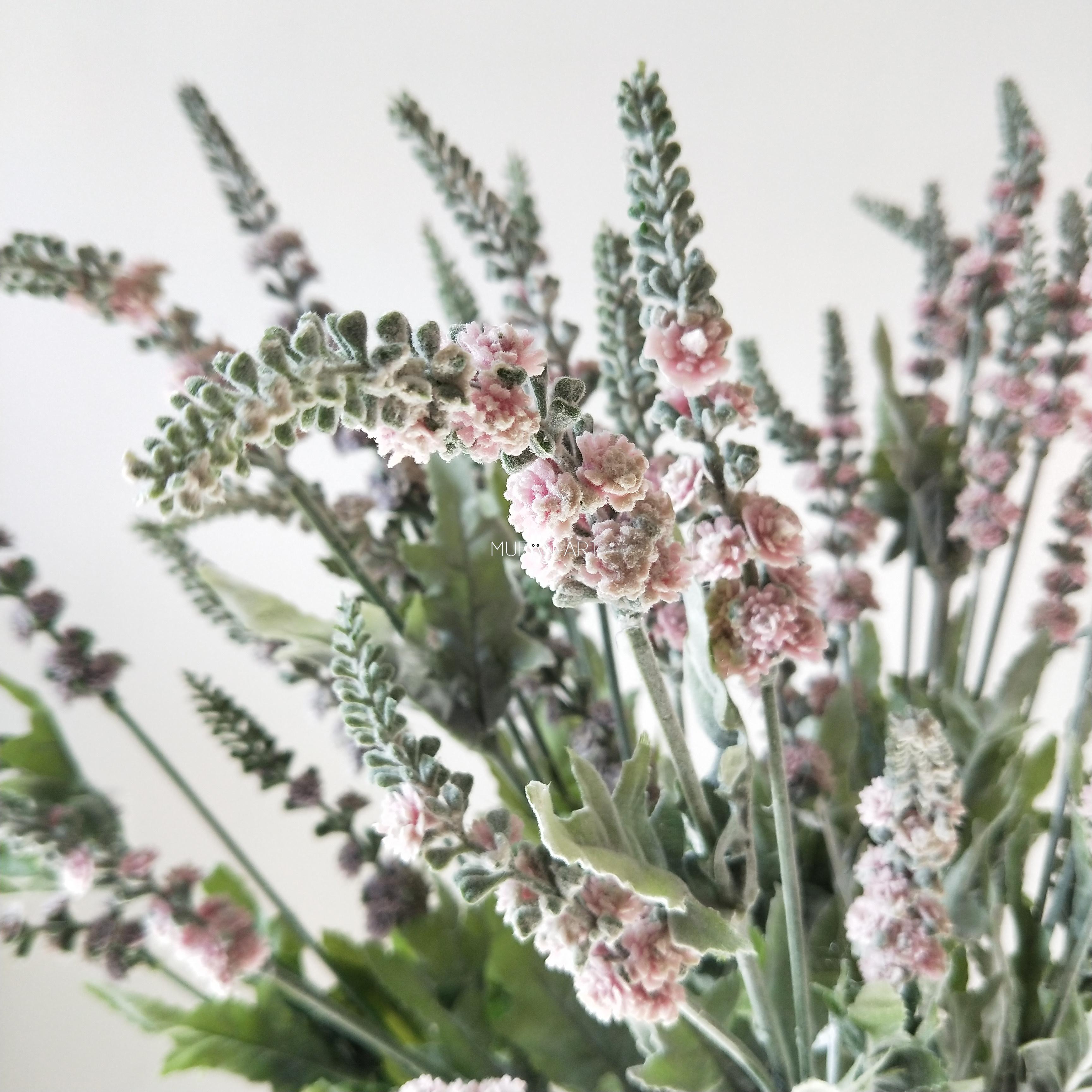 ins仿真薰衣草植绒鼠尾草插花装饰假花样板间装饰花束配材