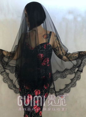 蕾丝万圣节拍照欧美哥特风头