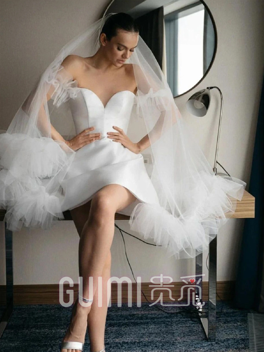 新款褶皱边新娘头纱蓬蓬云朵影楼婚纱写真头饰化妆造型婚礼配饰