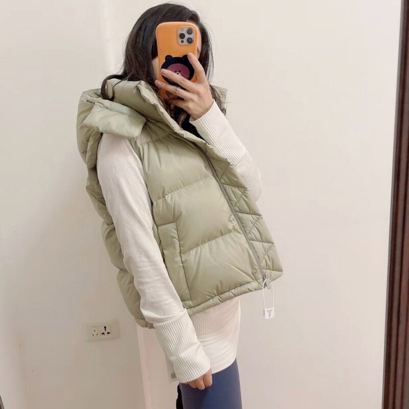 lulu露露同款Wunder女士泡芙马甲四格连帽羽绒服 羽绒背心外套