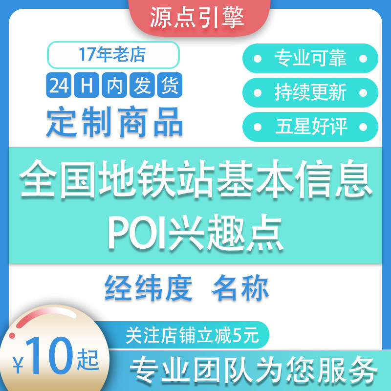 全国北京上海重庆天津深圳地铁站基本信息经纬度POI兴趣点数据