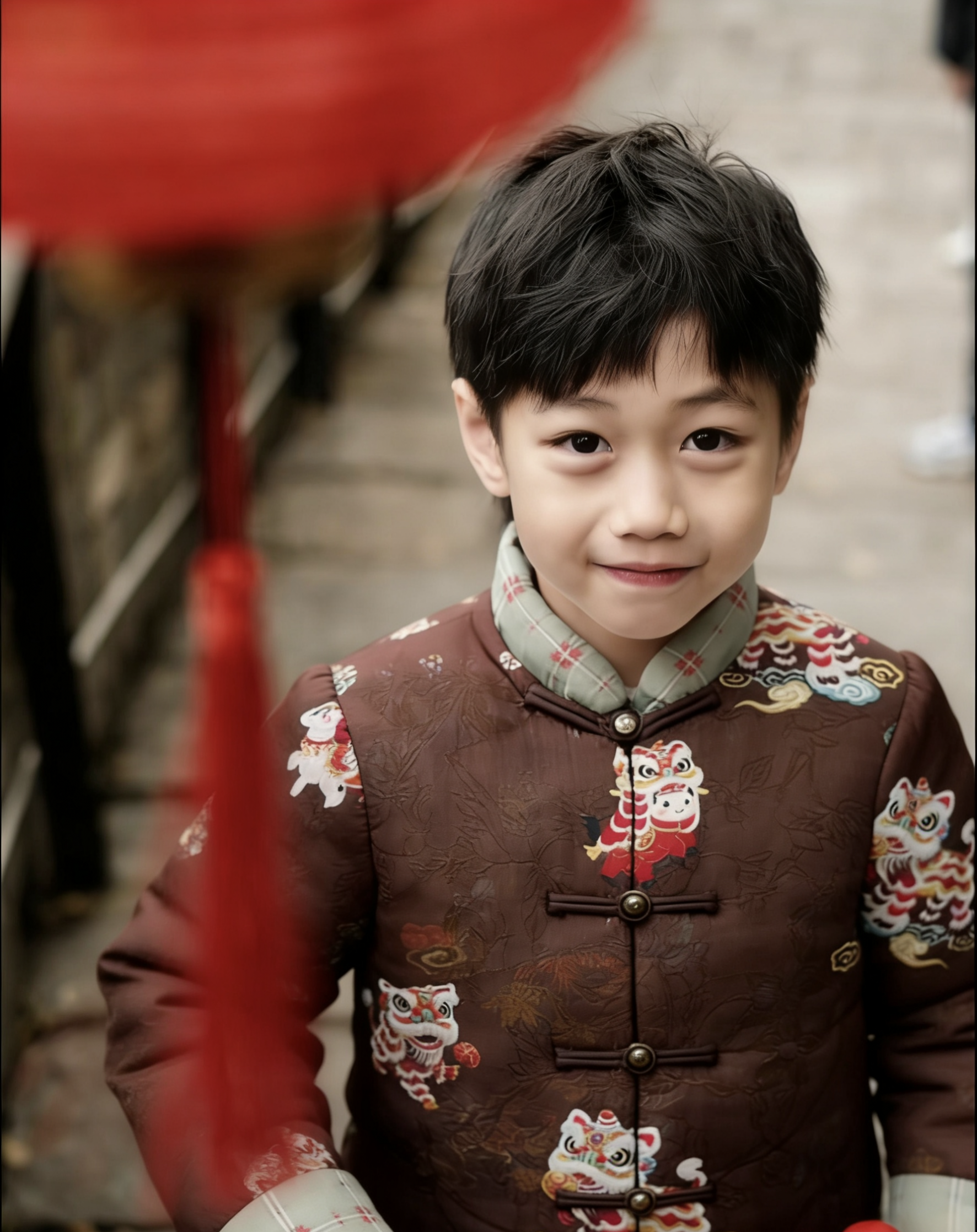 男童袄片半成品洋气汉服唐装儿童国风潮中式拜年服元旦礼服红色