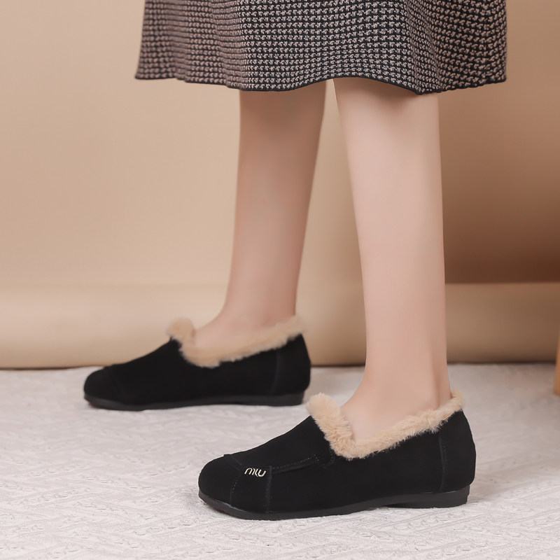 平底孕妇加绒保暖棉鞋女冬季外穿防滑豆豆鞋休闲不累脚大码女鞋41