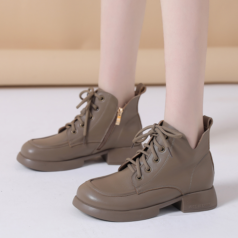 短靴无内衬透气舒适橡胶底系带