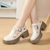 真皮厚底罗马凉鞋 舒适透气猪笼鞋 女2025夏季 百搭小个子休闲女鞋