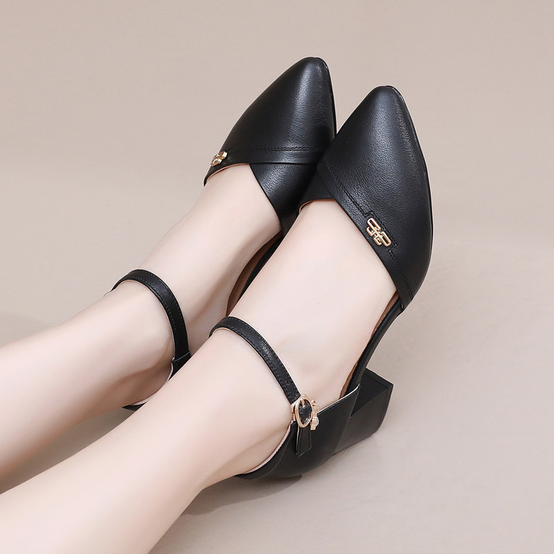 时尚小码3233包头凉鞋一字扣中粗跟夏季中空女鞋舒适百搭通勤鞋,女鞋,一字带凉鞋,淘宝优惠券,粉丝福利购,淘宝优惠卷