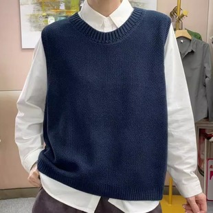 简约时尚百搭针织棉线马甲套头背心秋冬上衣6061