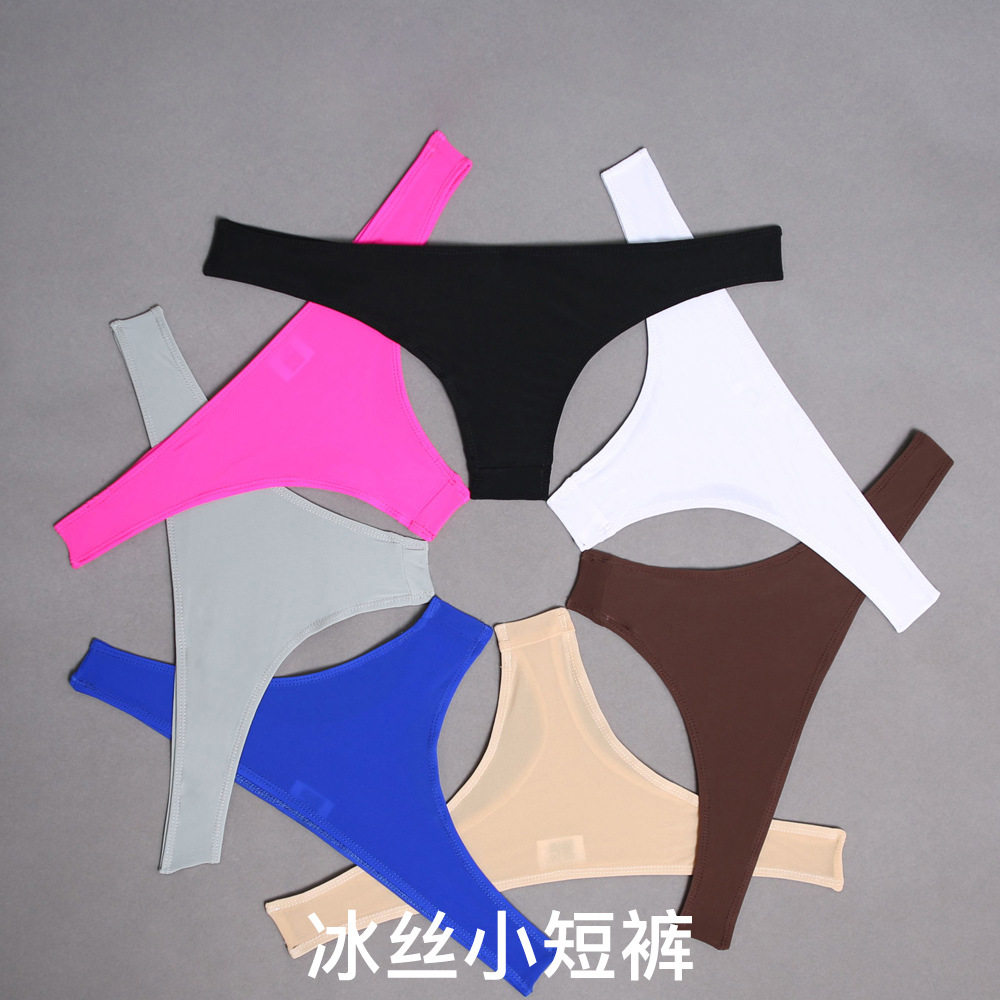 魅色性感男女透视冰丝小内裤GK53高弹丁字小内内低腰三角T裤