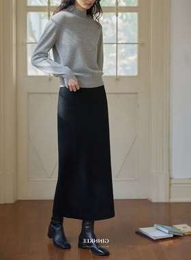 春秋冬针织半身裙一步裙包臀裙女A字长裙高腰中长款毛线裙子大码