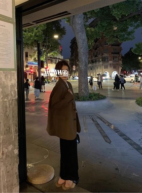 深灰色针织半身裙女春秋季新款高腰开叉直筒裙中长款一步包臀裙