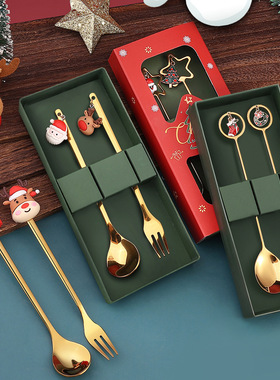 Christmas spoon and fork cutlery set gift box set节日勺子礼
