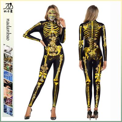 Halloween Ghost Festival 3D Horror Skeleton Frame jumpsuit