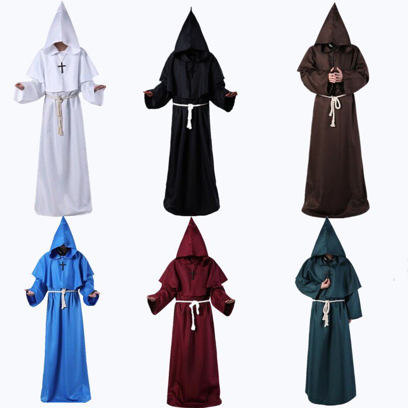 Halloween Monk Robe Cos 中世纪修士僧侣巫师牧师扮演长袍
