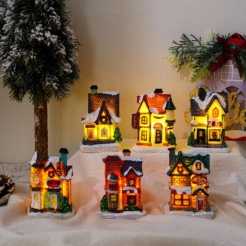 Christmas Decorations Resin Christmas Small House Gift圣诞节