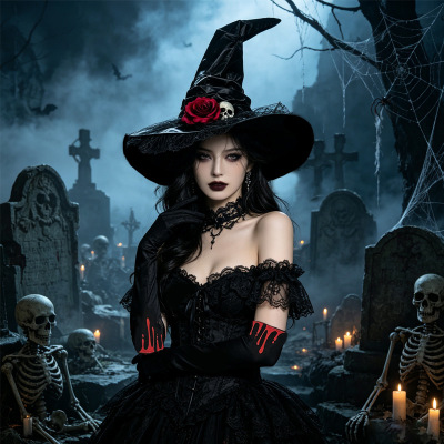 HalloweenSpiderBatRuffledWitch