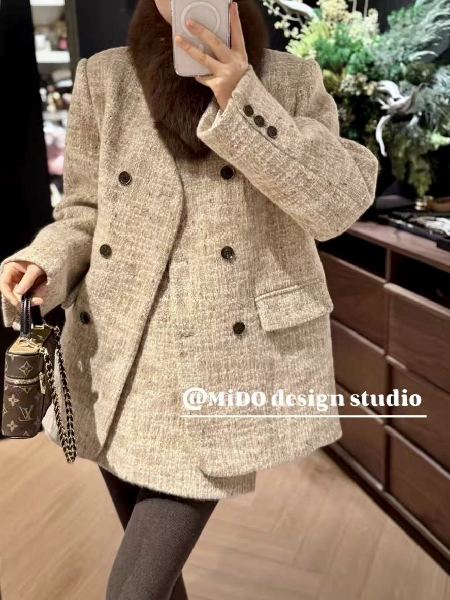 【现货】25冬季新款狐狸毛领毛呢羽绒外套短裙两件套装女,女装/女士精品,时尚套装,淘宝优惠券,粉丝福利购,淘宝优惠卷