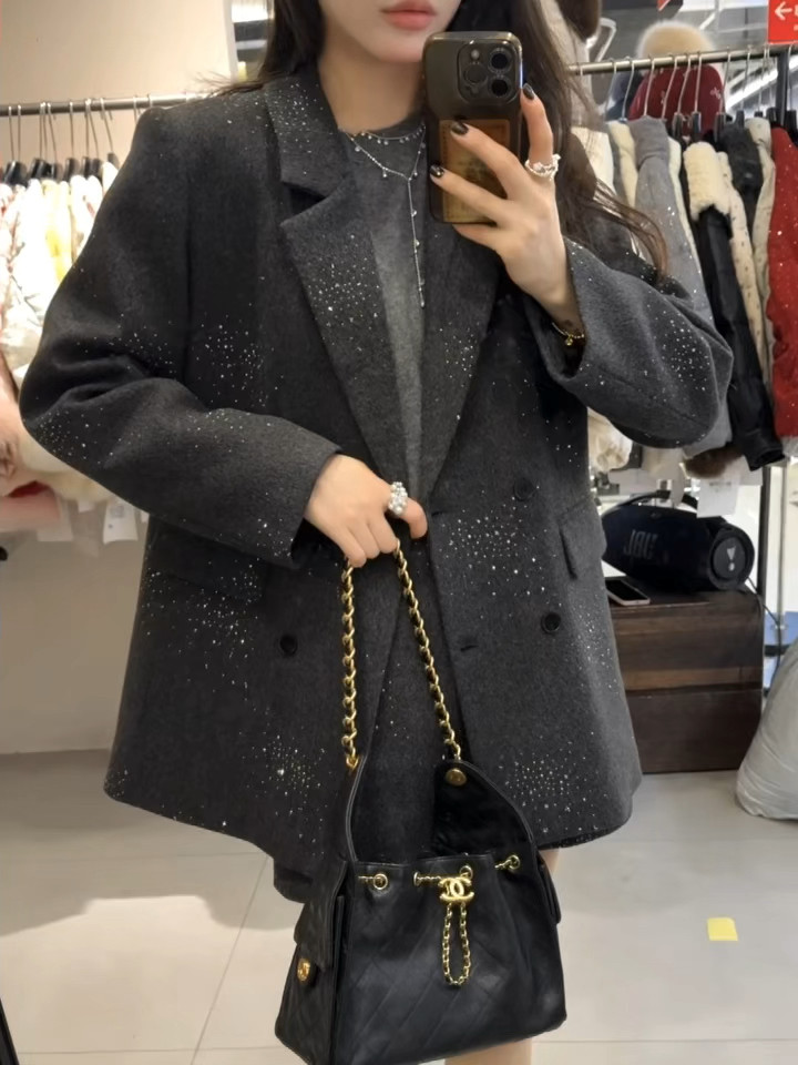 【现货】25冬季新款翻领毛呢西装羽绒外套短裙两件套装女7276,女装/女士精品,时尚套装,淘宝优惠券,粉丝福利购,淘宝优惠卷