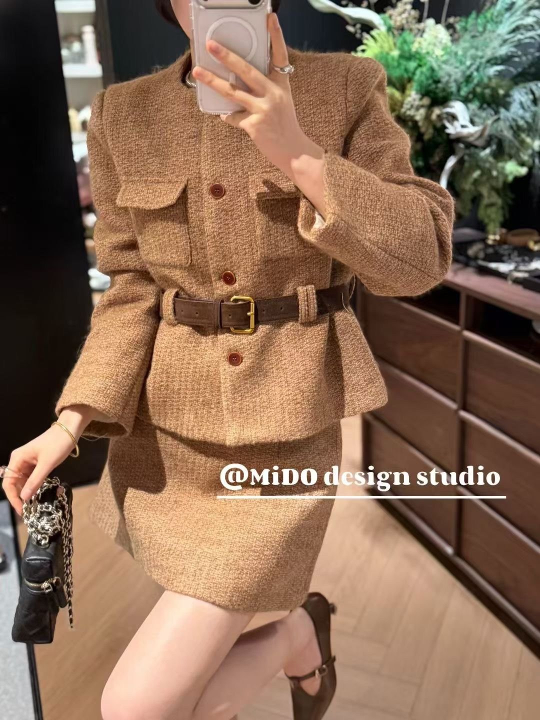 【现货】25冬季新款毛呢围巾收腰身羽绒外套短裙两件套装女,女装/女士精品,时尚套装,淘宝优惠券,粉丝福利购,淘宝优惠卷