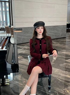 【现货】mi2 naa法式名媛小香风红色外套连衣裙千金高端绝美外套