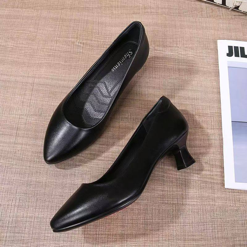 断码特价黑色尖头深口单鞋女中跟职业工作鞋久站不累脚皮鞋女鞋,女鞋,深口单鞋,淘宝优惠券,粉丝福利购,淘宝优惠卷