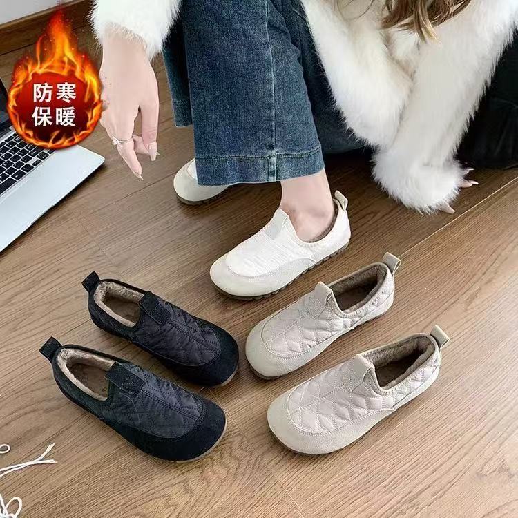 懒人一脚蹬毛毛鞋女加绒豆豆鞋