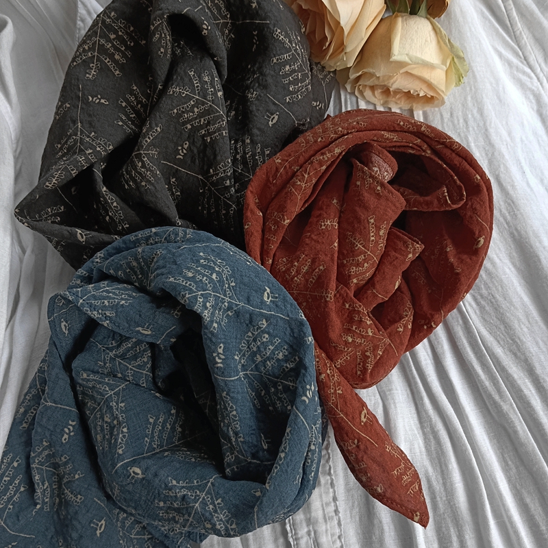 四季微泡纯棉多色印花小方巾