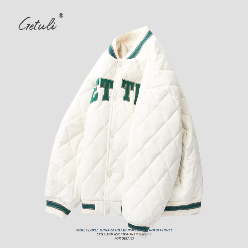 格图力2021冬季日系棒球领宽松棉衣男学生字母刺绣休闲加厚棉服潮|msdalam kategori Pakaian Lelaki, 民族服装（新）, 秀禾服 - dari Buy2taobao.com untuk memberikan perkhidmatan ejen Taobao profesional membeli