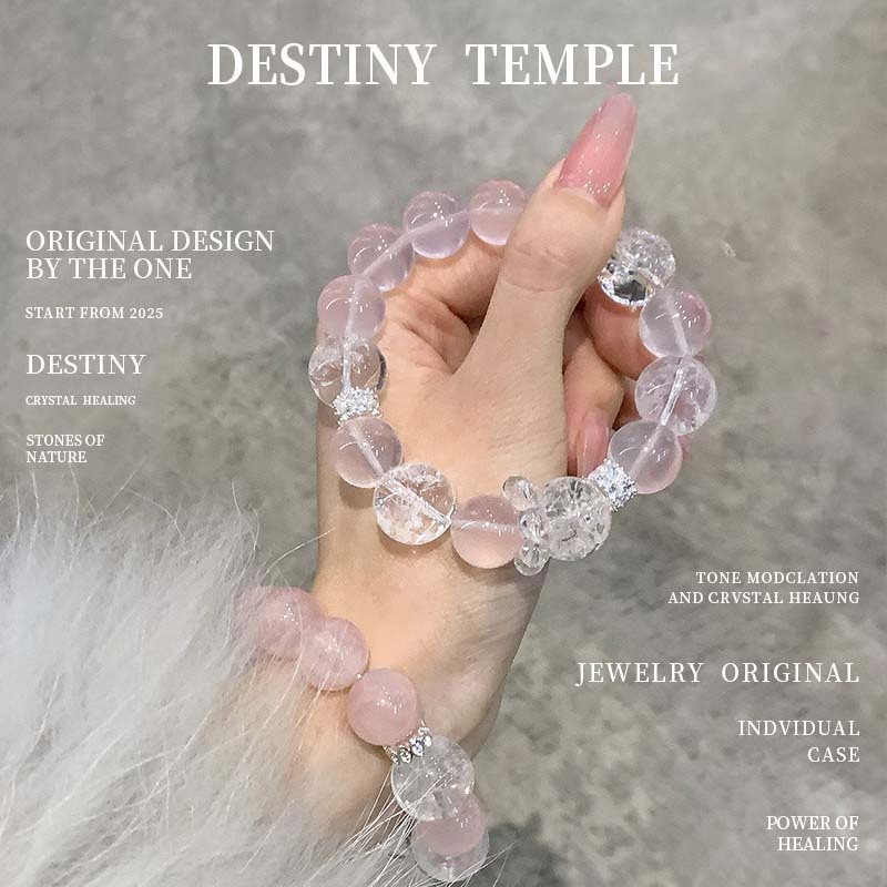 天然水晶星光粉水晶白水晶手串女12mm抖音小红书爆款原创设计手链