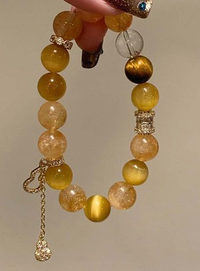 【八方进宝】天然金虎眼黄水晶手串招财转运高能量黄虎眼水晶手链