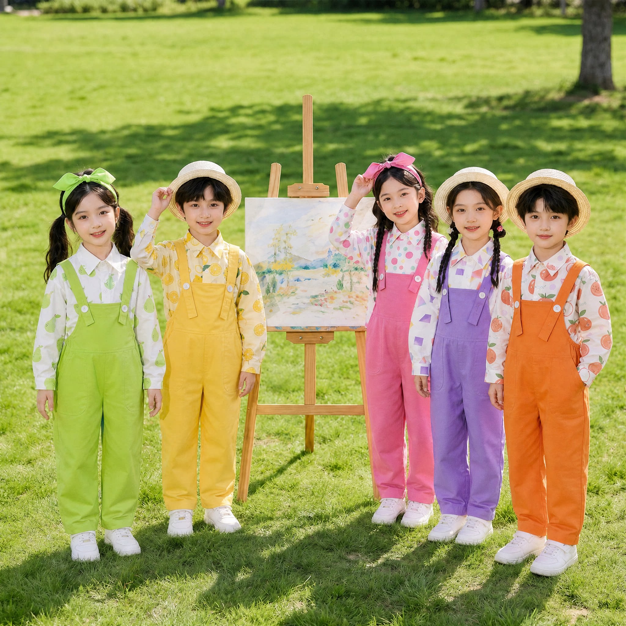 六一儿童背带裤演出服饰小学生运动会开幕式服幼儿园毕业照合唱服