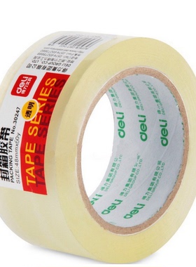 得力30247封箱胶带 透明打包胶带高粘度玻璃胶带48mm*60y胶纸胶布