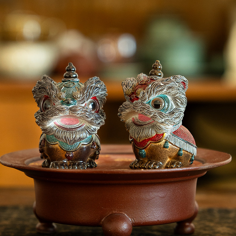中式创意国潮珐琅醒狮树脂茶宠摆件茶桌变色装饰摆件茶空间可养,家居饰品,桌面摆件,淘宝优惠券,粉丝福利购,淘宝优惠卷