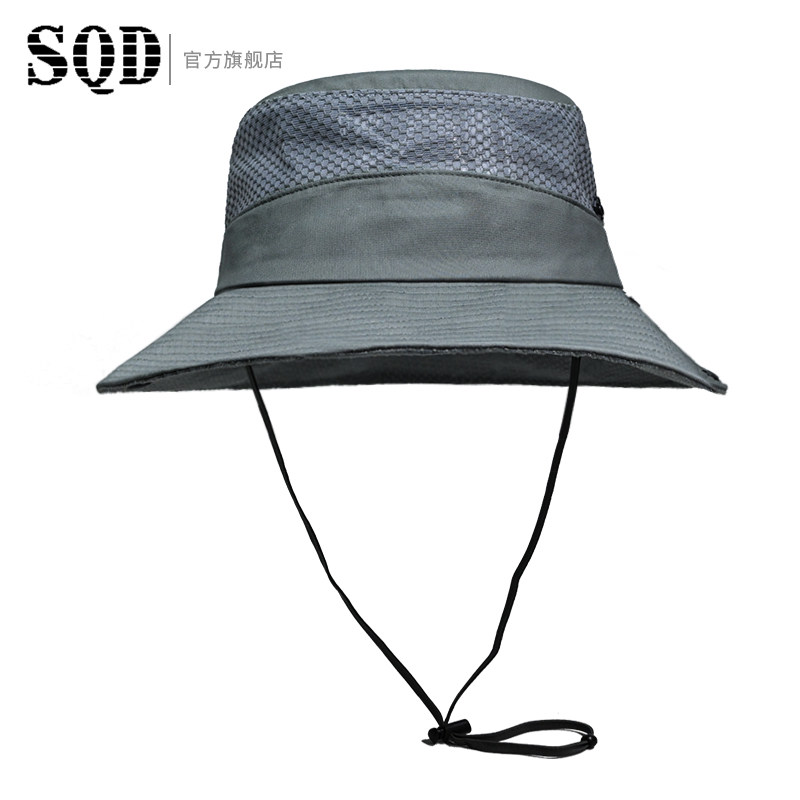 sqd品牌户外防晒渔夫帽男夏天网眼透气遮阳帽男士奔尼帽新款弯檐