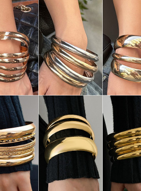 Fashion Metal Wide Cuff Bangle - Exaggerated Thread Design