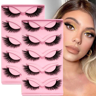 5 Pairs Fox Eye Slant Lashes, 1-Piece Style Multiple Styles