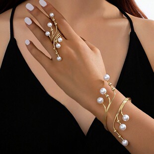 Fashion Simple Geometric Pearl Ring Bracelet Arm Cuff