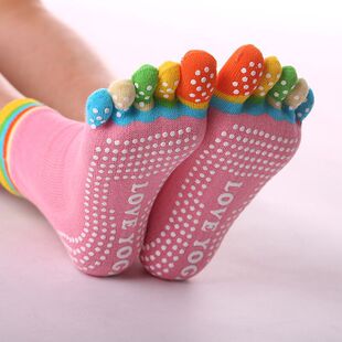 Women's Cotton Yoga Five-Toe Socks - Silicone Dot Non-Slip