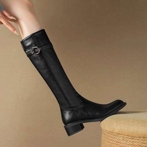 2025新款真皮女骑士长筒靴秋冬