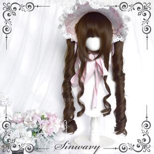 斯万家-lo单罗马卷双马尾可爱百搭深棕色洛丽塔假发-|游乐园|