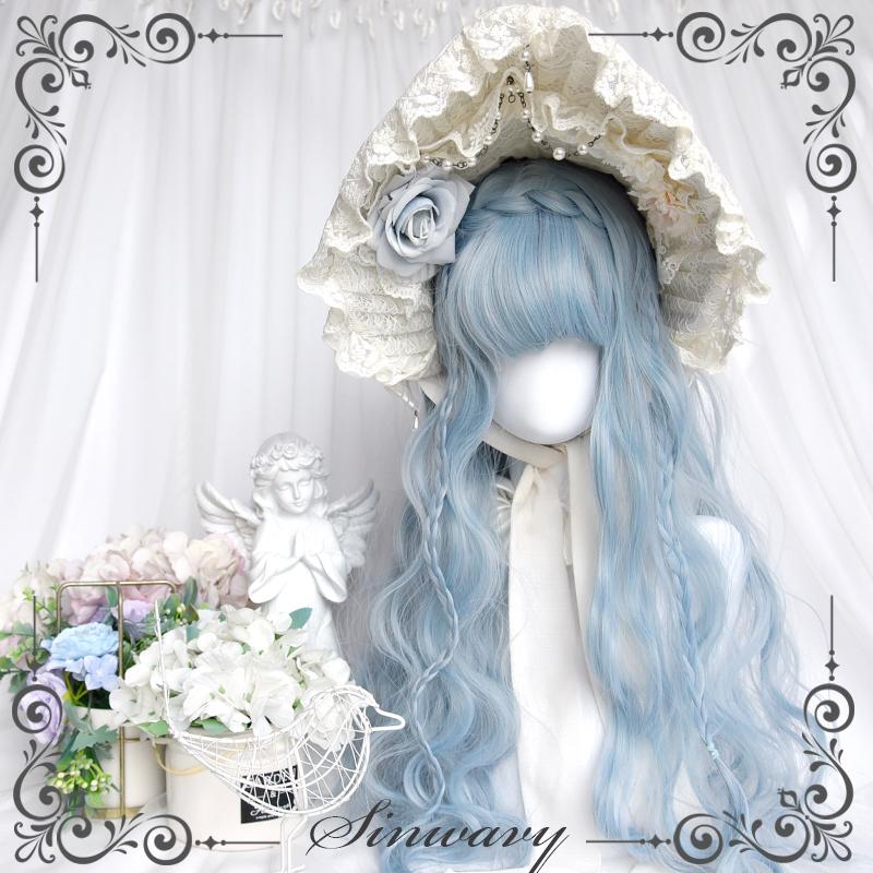 冰蓝色lolita玩偶感梦幻羊毛卷