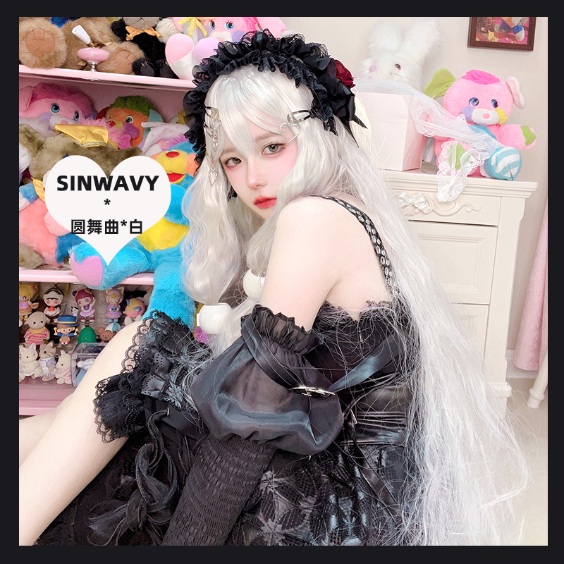 1m米羊毛卷假发白色哥特